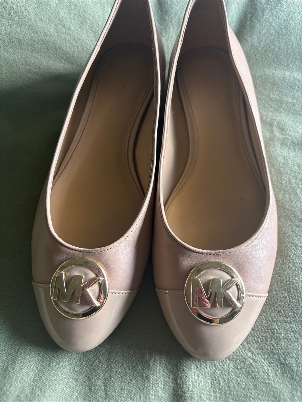 Michael Kors Blush Pink Leather Logo Ballet Flats